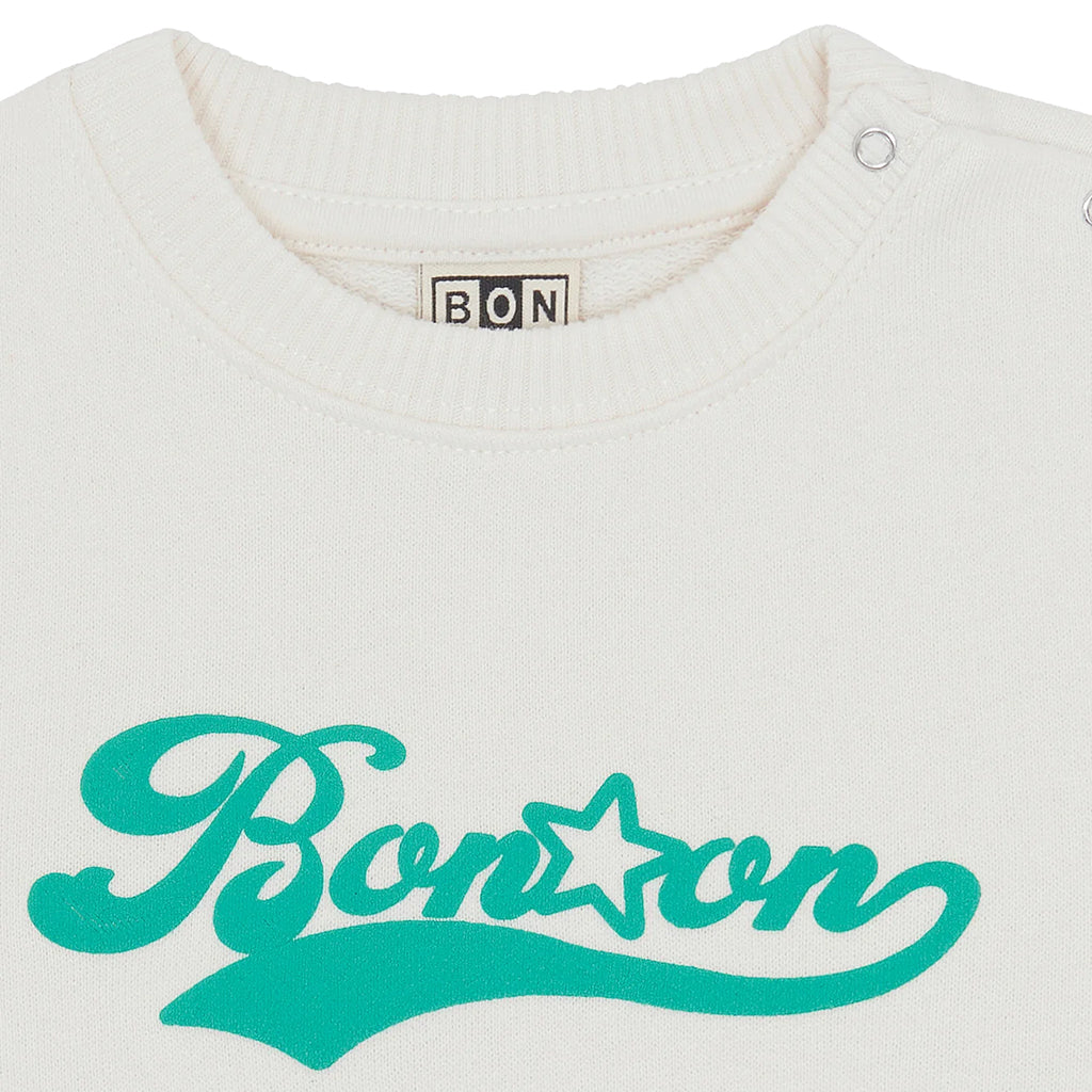Bonton Baby Smily Sweatshirt Logo Print Ecru White