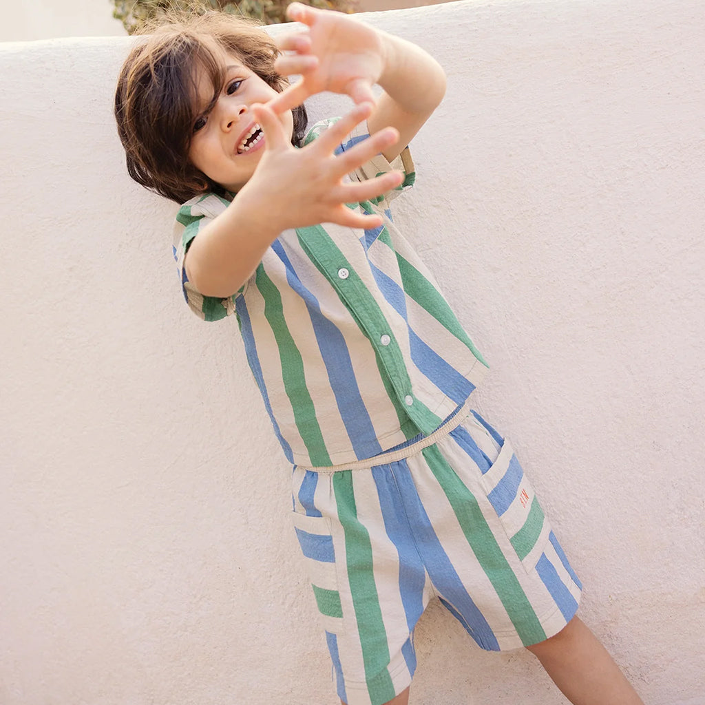 Bonton Baby Lois Shorts Coco Blue And Green Stripes