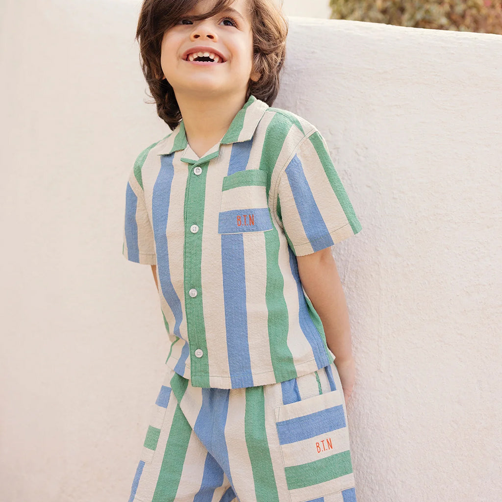 Bonton Baby Lois Shorts Coco Blue And Green Stripes