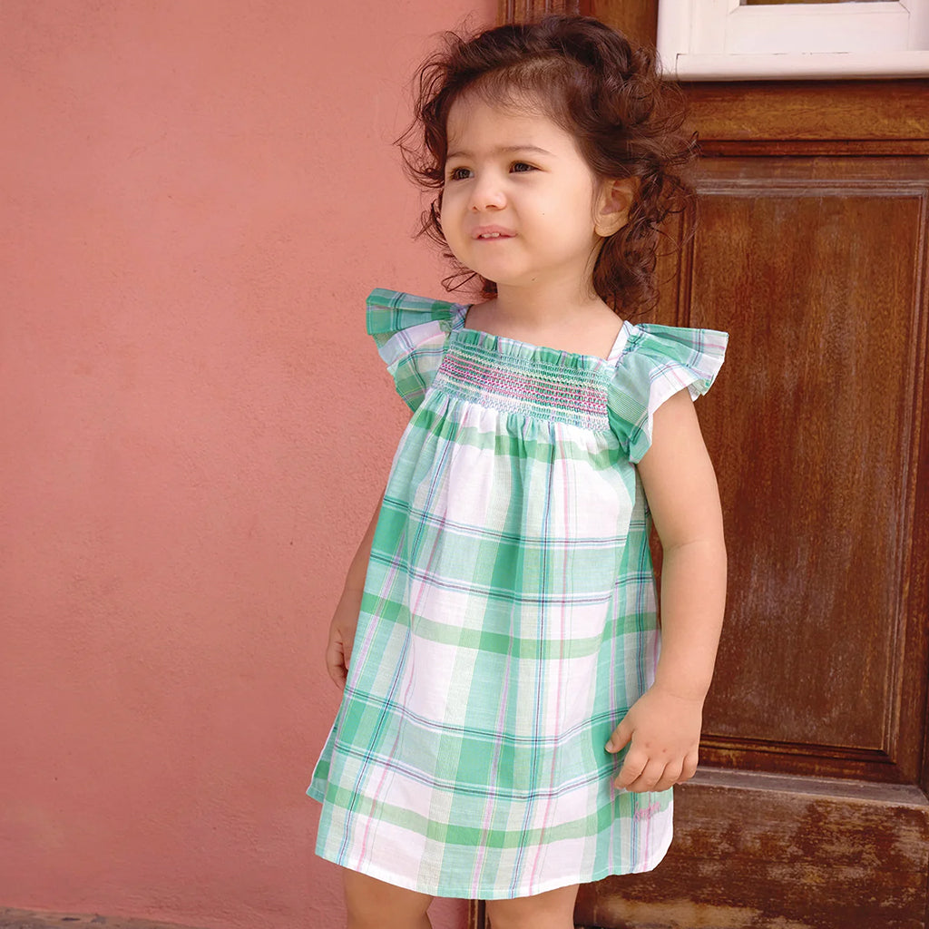 Bonton Baby Louise Dress Coco Green Plaid