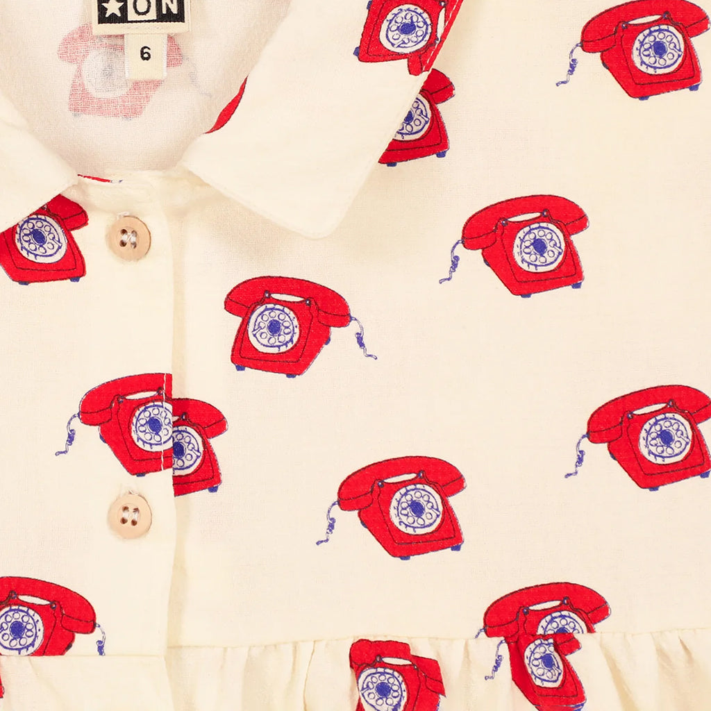 Bonton Child Lulu Dress Phone Print Cream