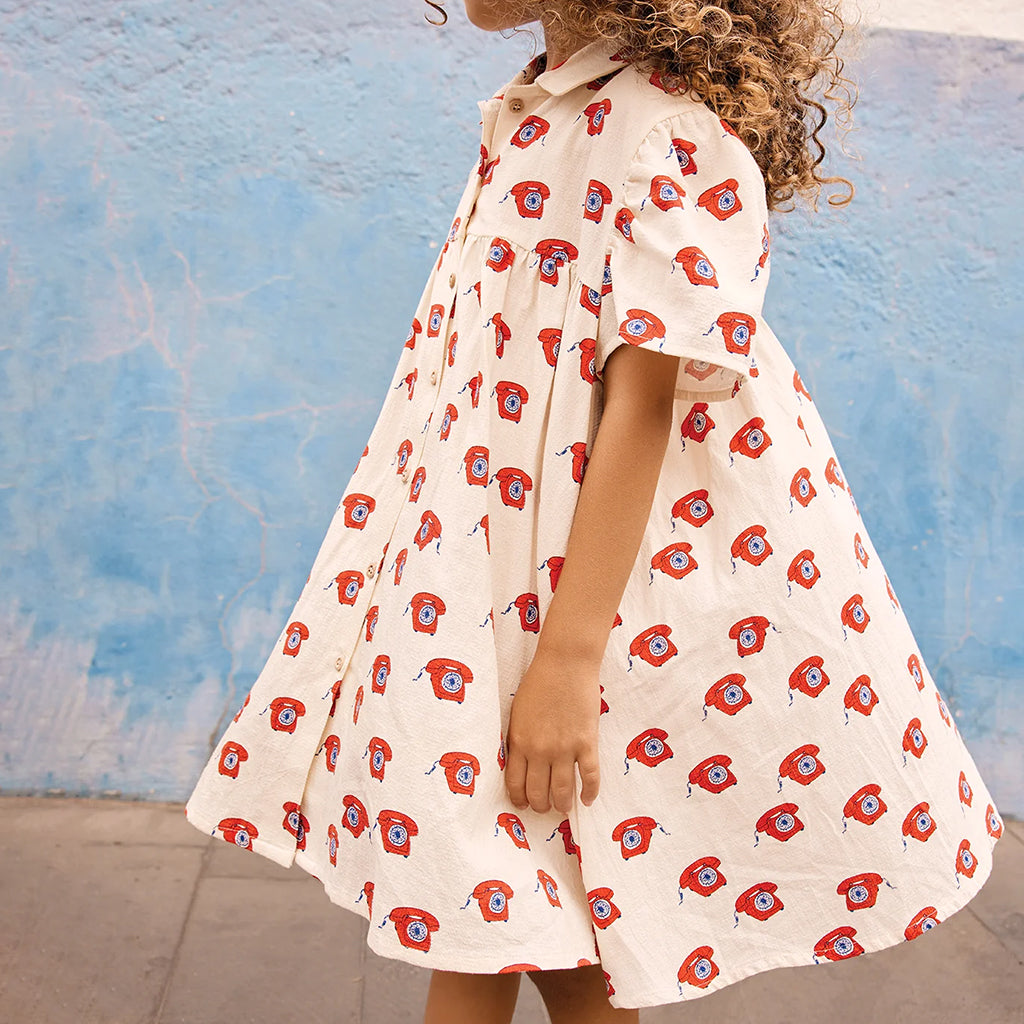 Bonton Child Lulu Dress Phone Print Cream