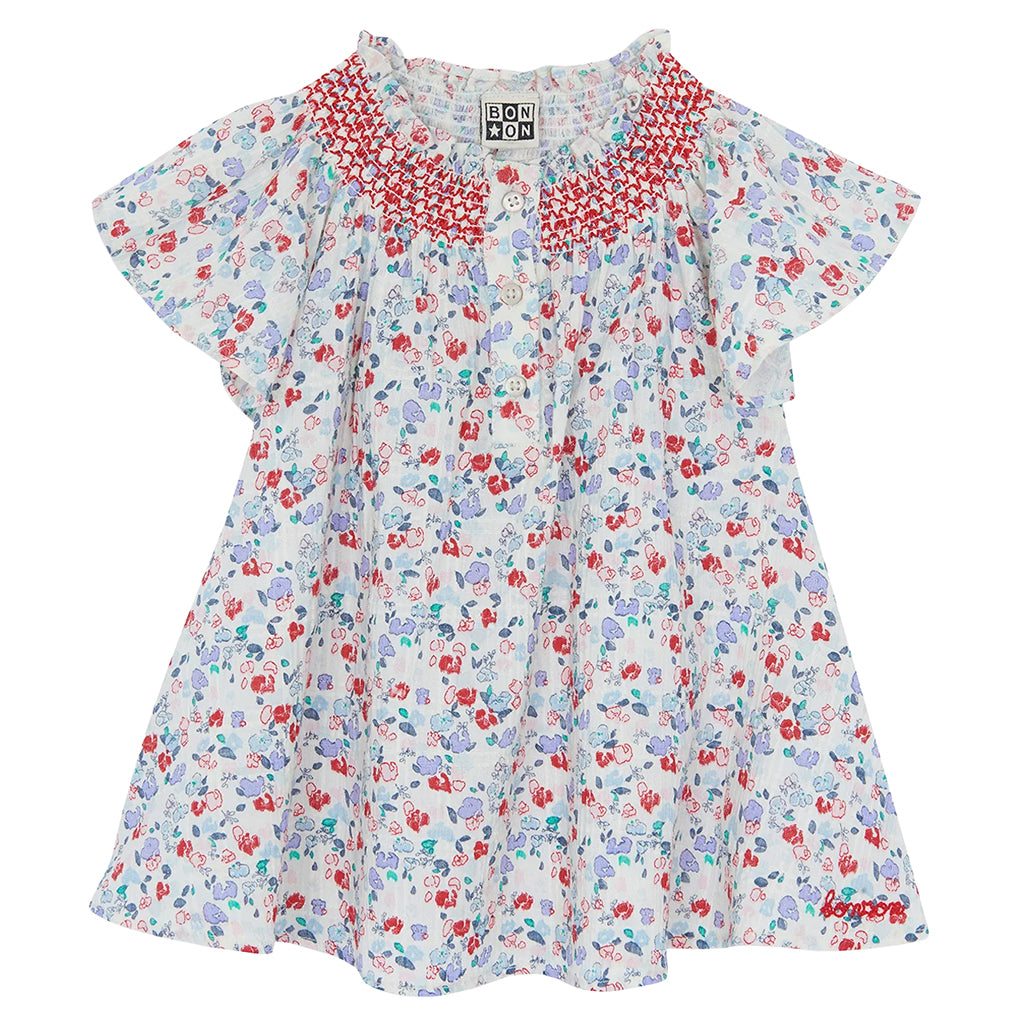 Bonton Baby Hazelnut Dress Elise Flower Print Multicolour