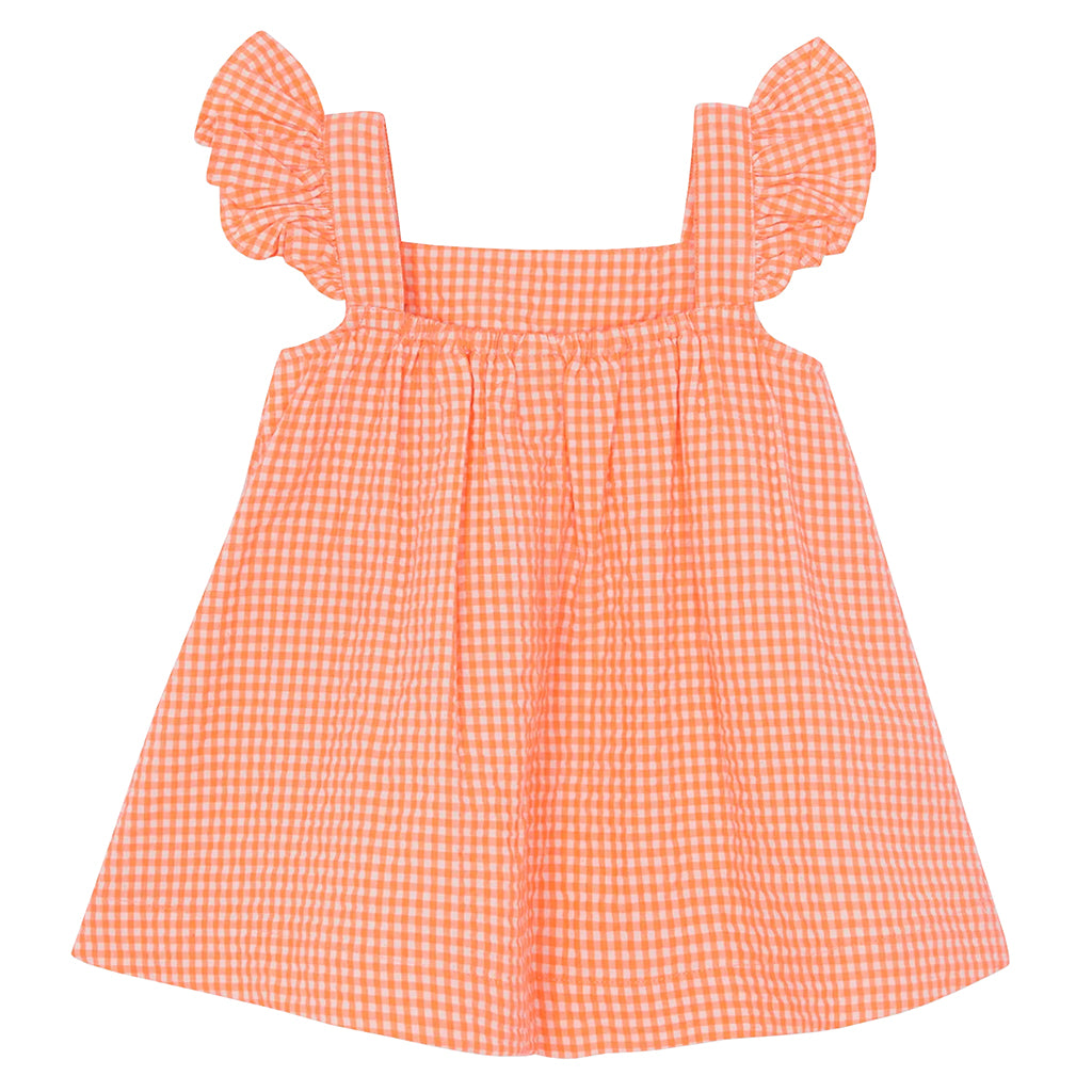 Bonton Baby Nadine Dress Florescent Orange Gingham