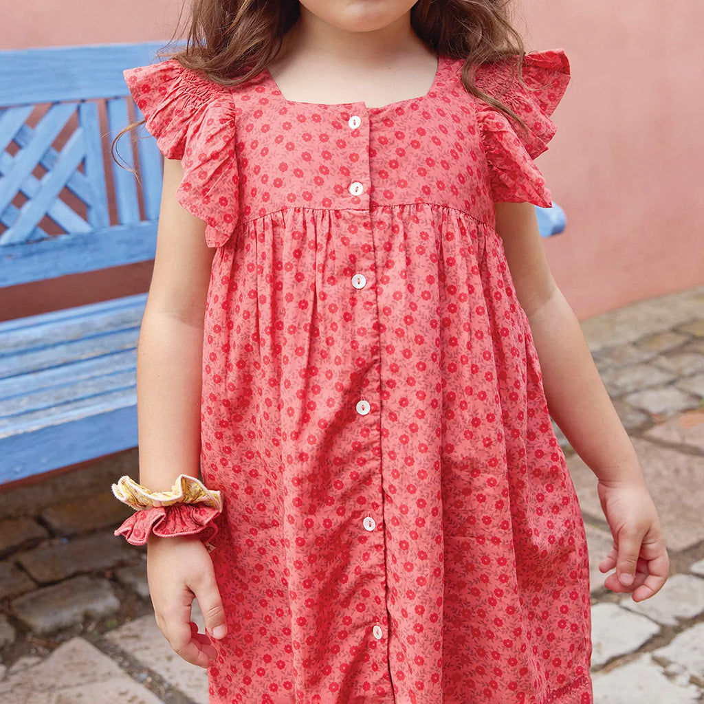 Bonton Child Nonna Dress Foulfeur Red Floral Print