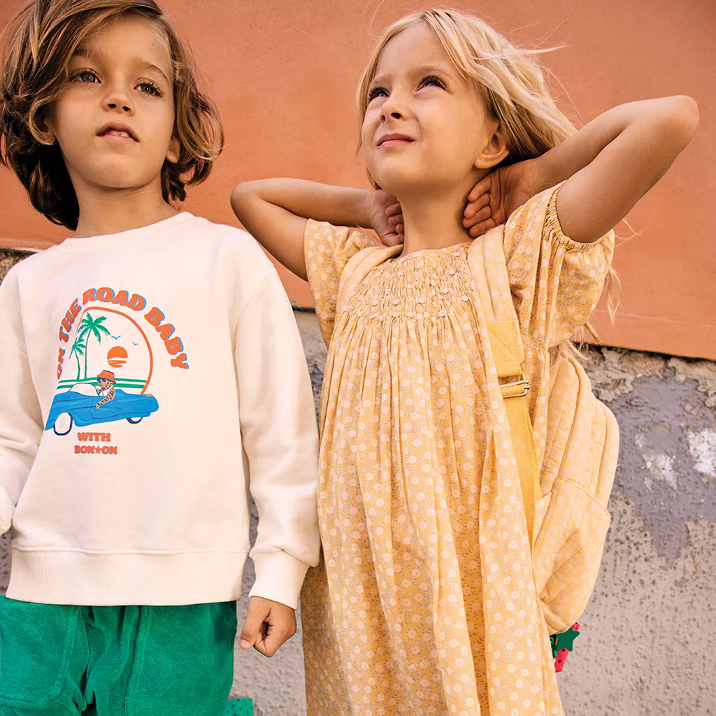 Bonton Child Nala Dress Foulfeur Yellow Floral Print