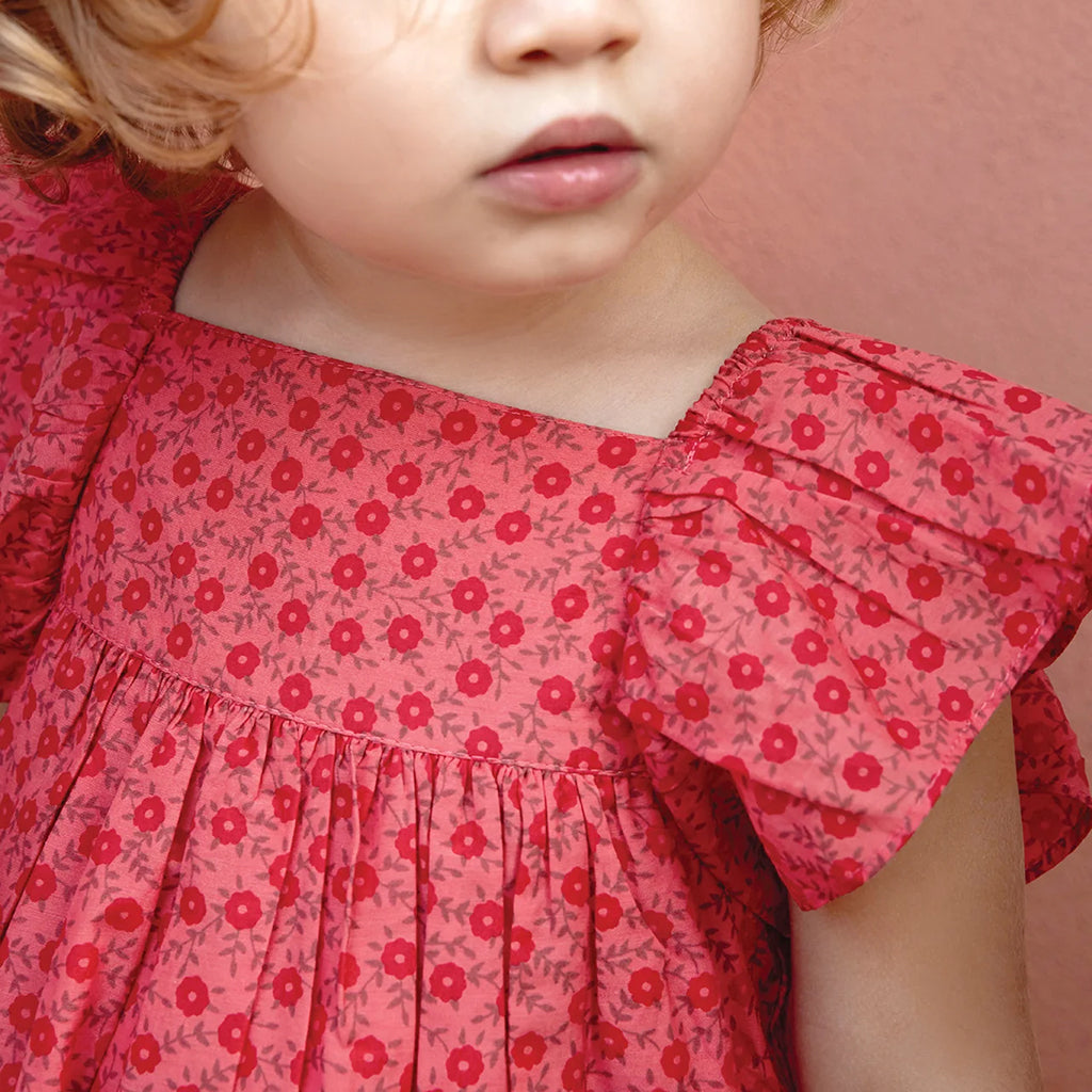 Bonton Baby Reve Dress Foulfeur Red Floral Print