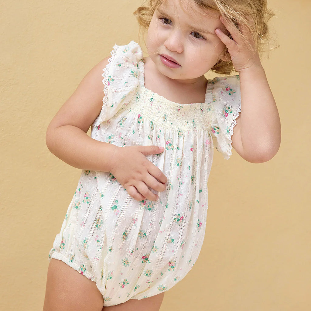 Bonton Baby Lalix Romper Bouquet Coco Floral Print White