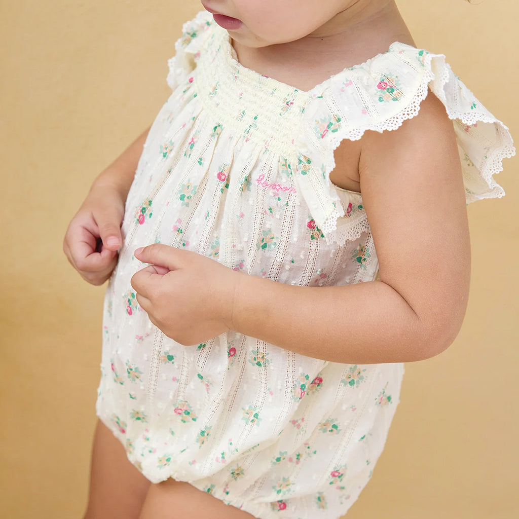 Bonton Baby Lalix Romper Bouquet Coco Floral Print White