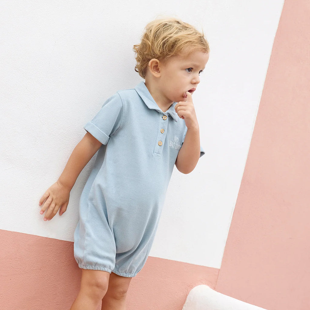 Bonton Baby Lewis Romper Blue Azul