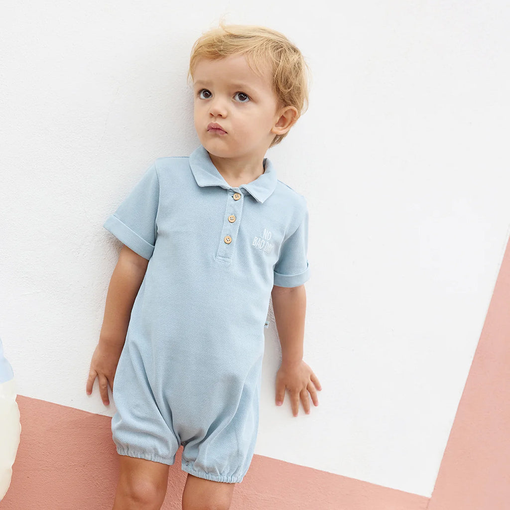 Bonton Baby Lewis Romper Blue Azul