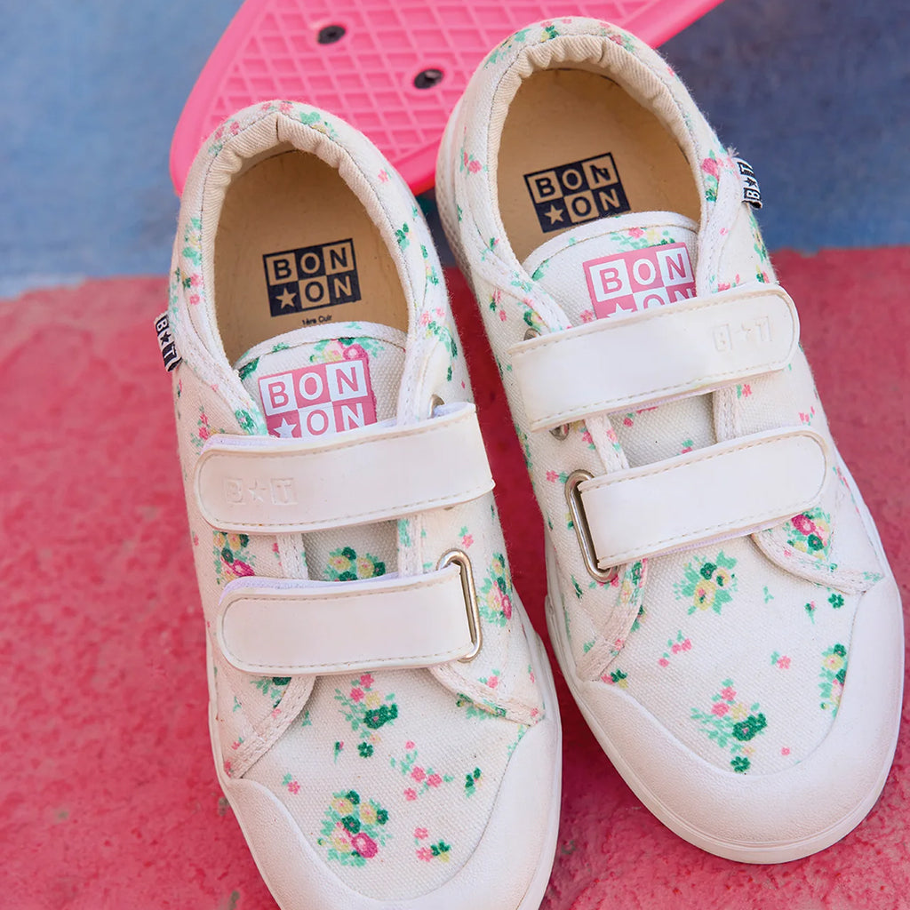 Bonton Child Izy Scratch Shoes Bouquet Coco Floral Print White