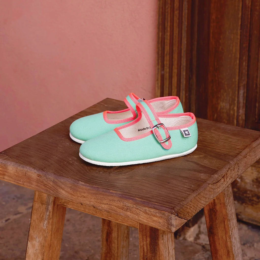 Bonton Child Jane Buckled Shoes Mint Green Water