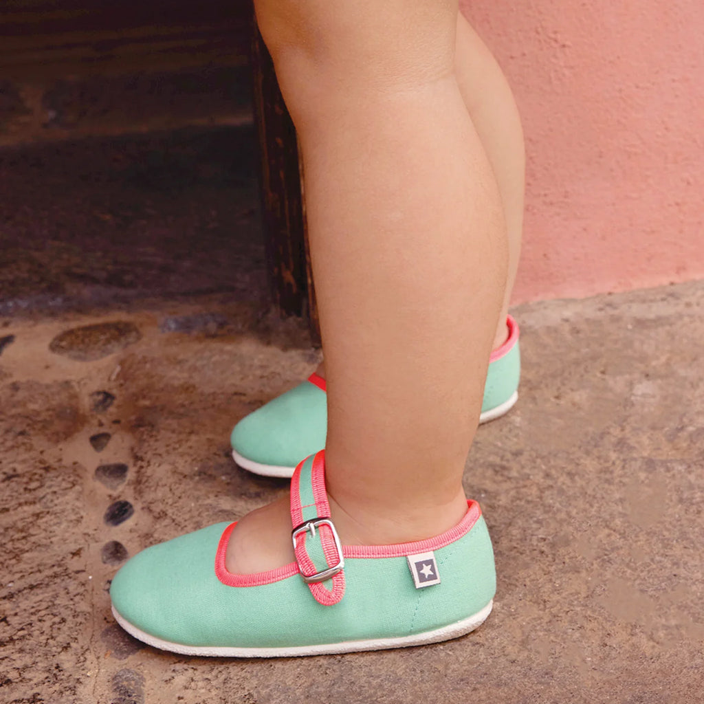 Bonton Child Jane Buckled Shoes Mint Green Water