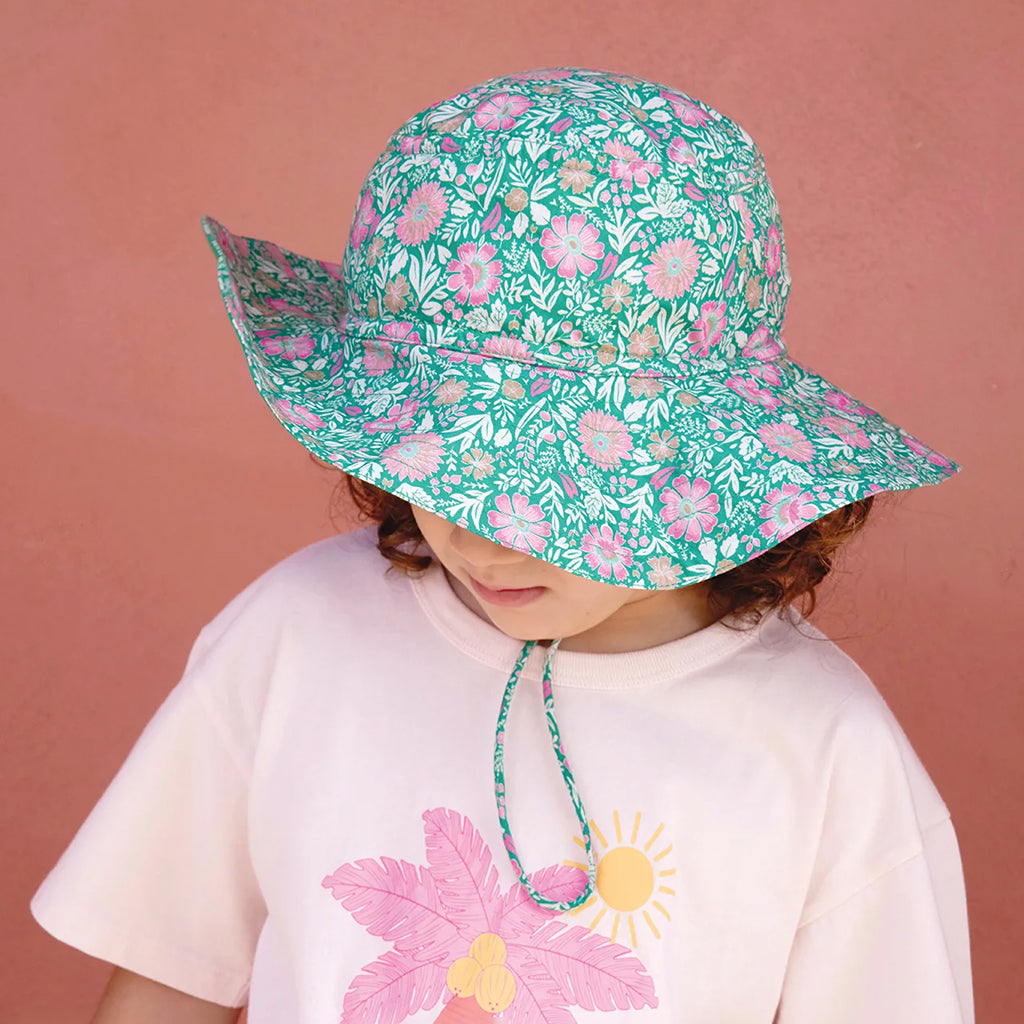 Bonton Child Labobine Hat Prelude Green Floral Print