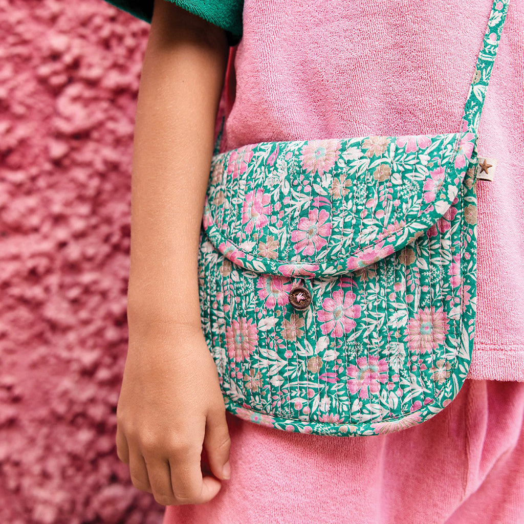 Bonton Child Leonie Quilted Mini Bag Prelude Green Floral Print