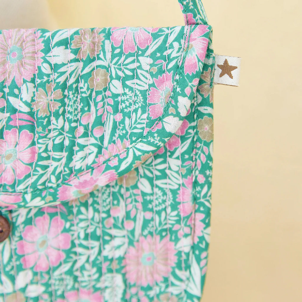 Bonton Child Leonie Quilted Mini Bag Prelude Green Floral Print