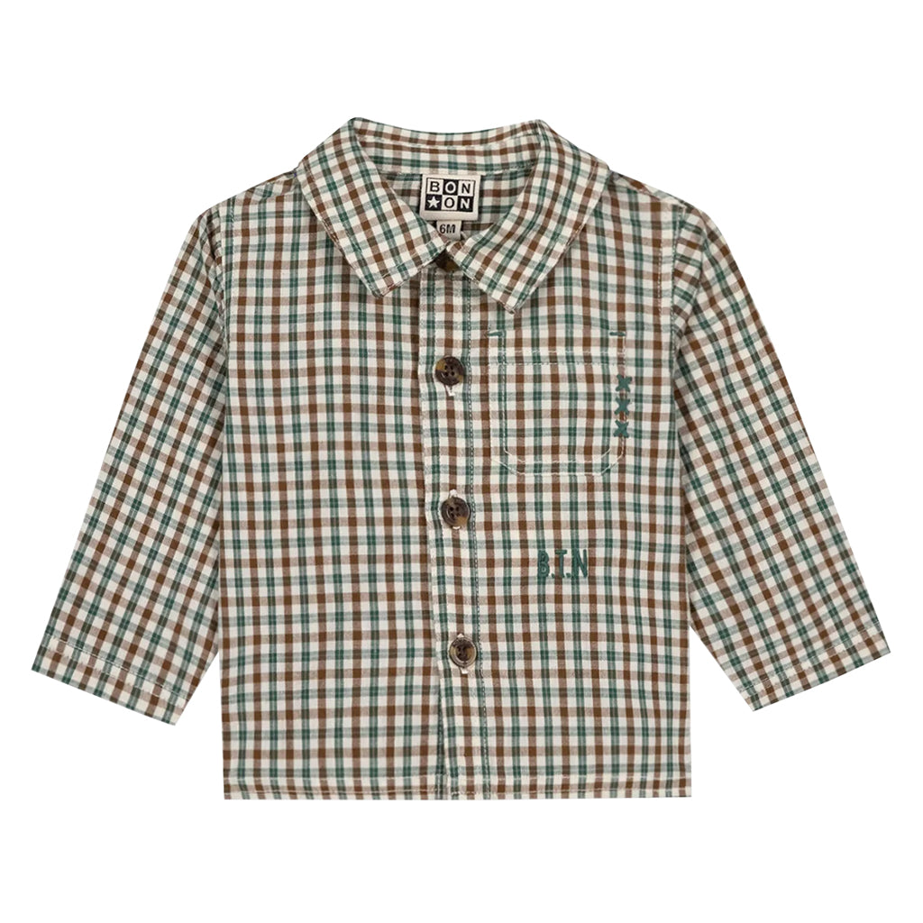 Bonton Baby Paf Shirt Mini Check Sunday Green