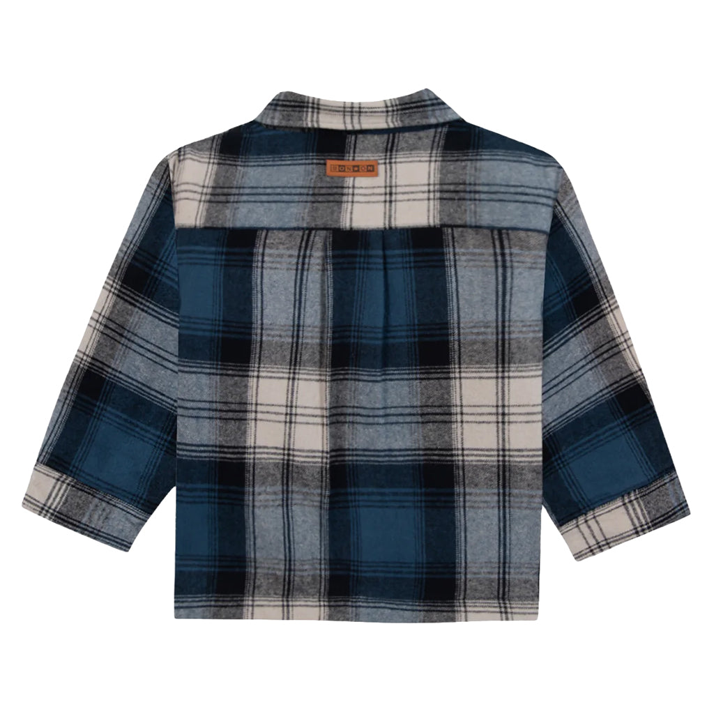 Bonton Child Peace Shirt Plaid Check Boy Blue