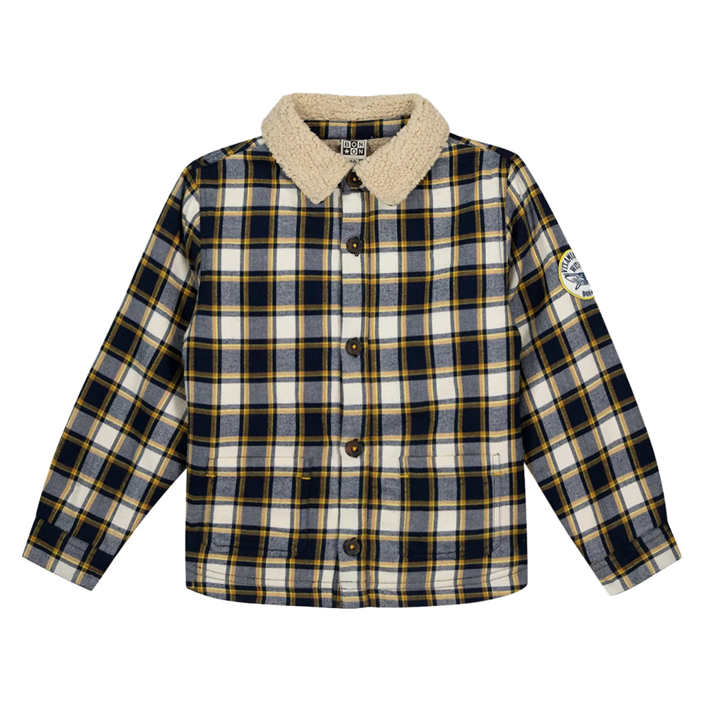 Bonton Child Piloti Shirt Plaid Fish Blue Checks
