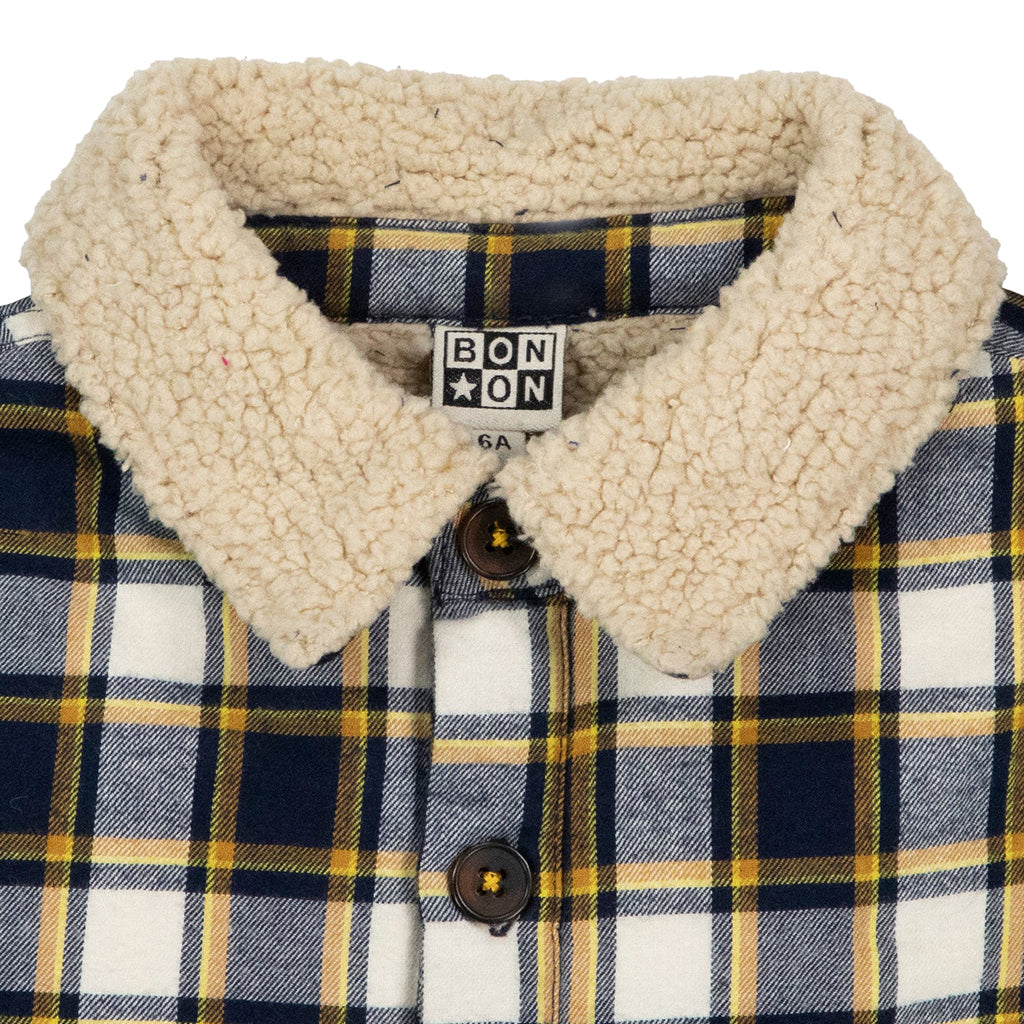 Bonton Child Piloti Shirt Plaid Fish Blue Checks