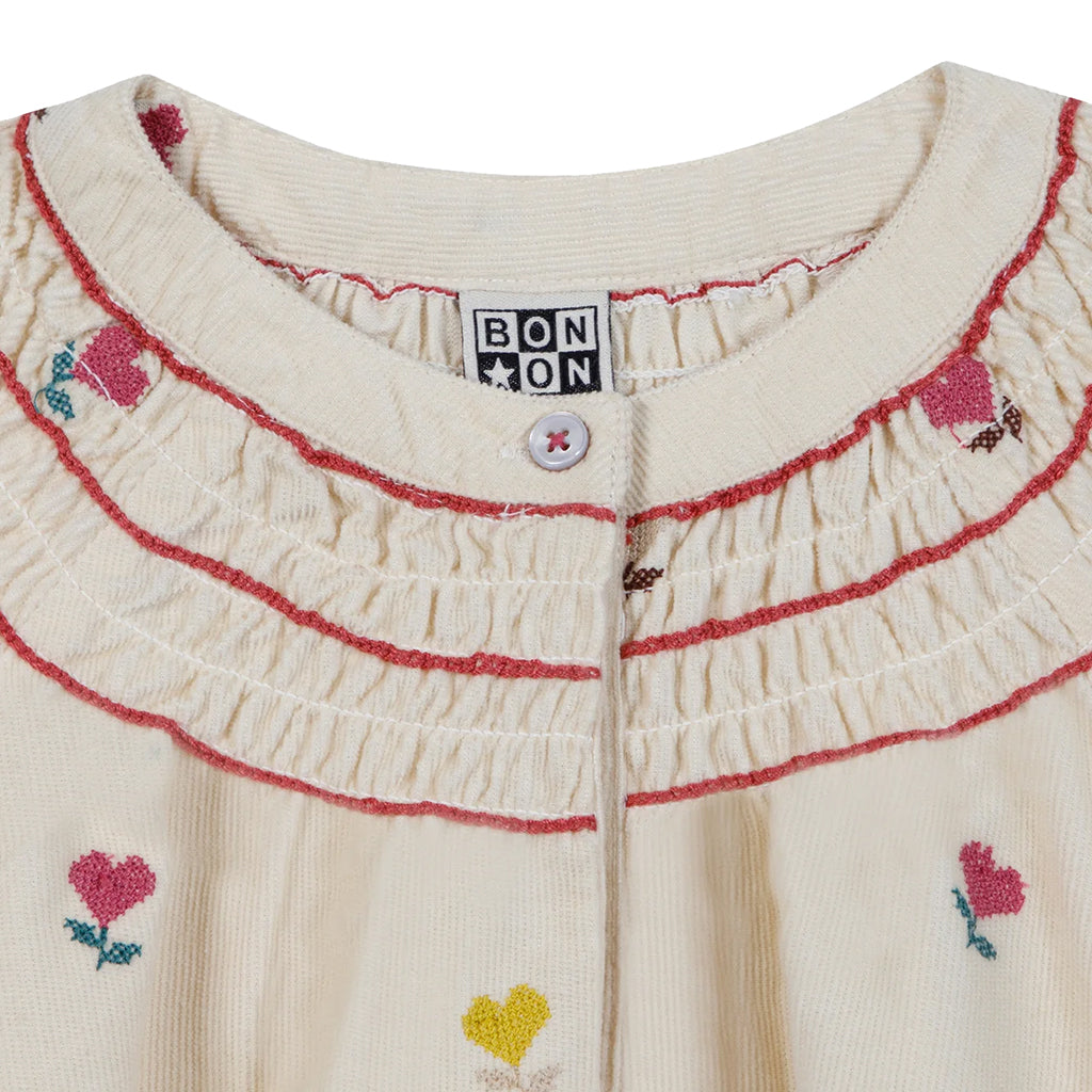 Bonton Child Poupee Dress Cream Heart Flower Print