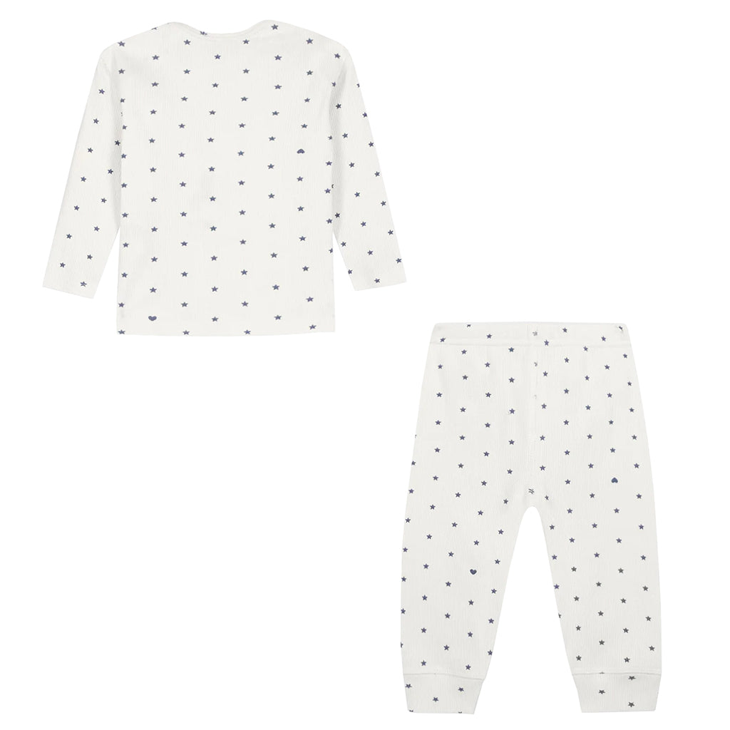 Bonton Baby Patino Three Piece Set White With Blue Star Print