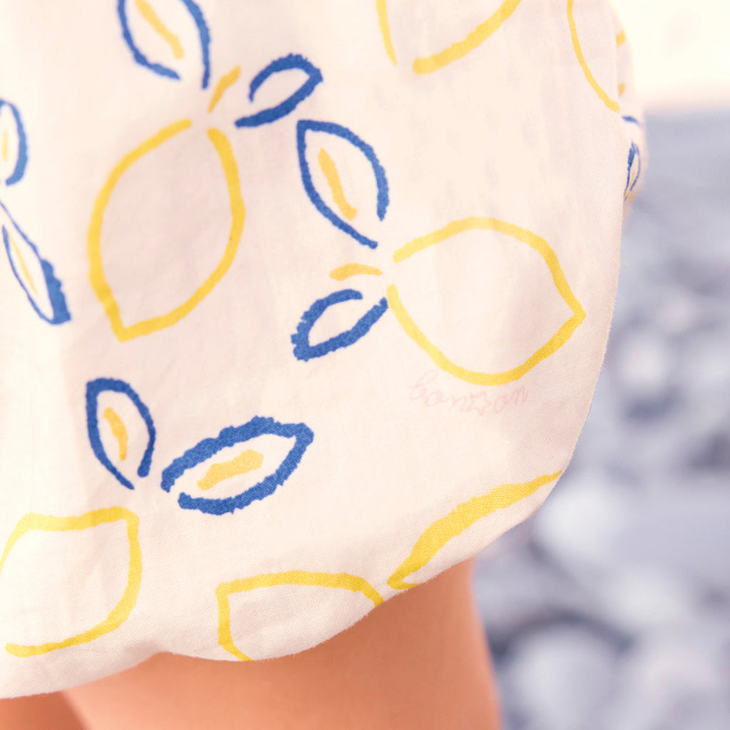 Bonton Baby Girl Bombe Shorts Ecru White Lemon Print