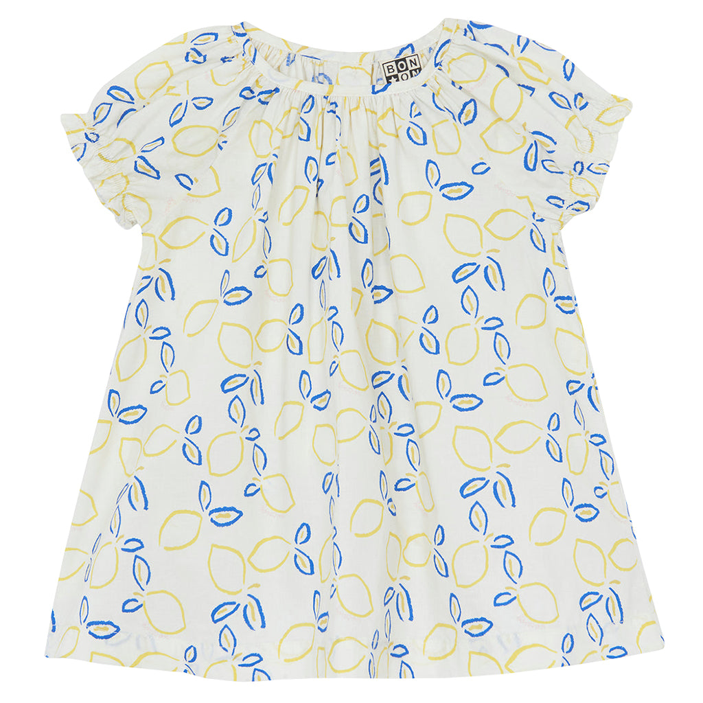 Bonton Baby Girl Colombe Dress Ecru White Lemon Print
