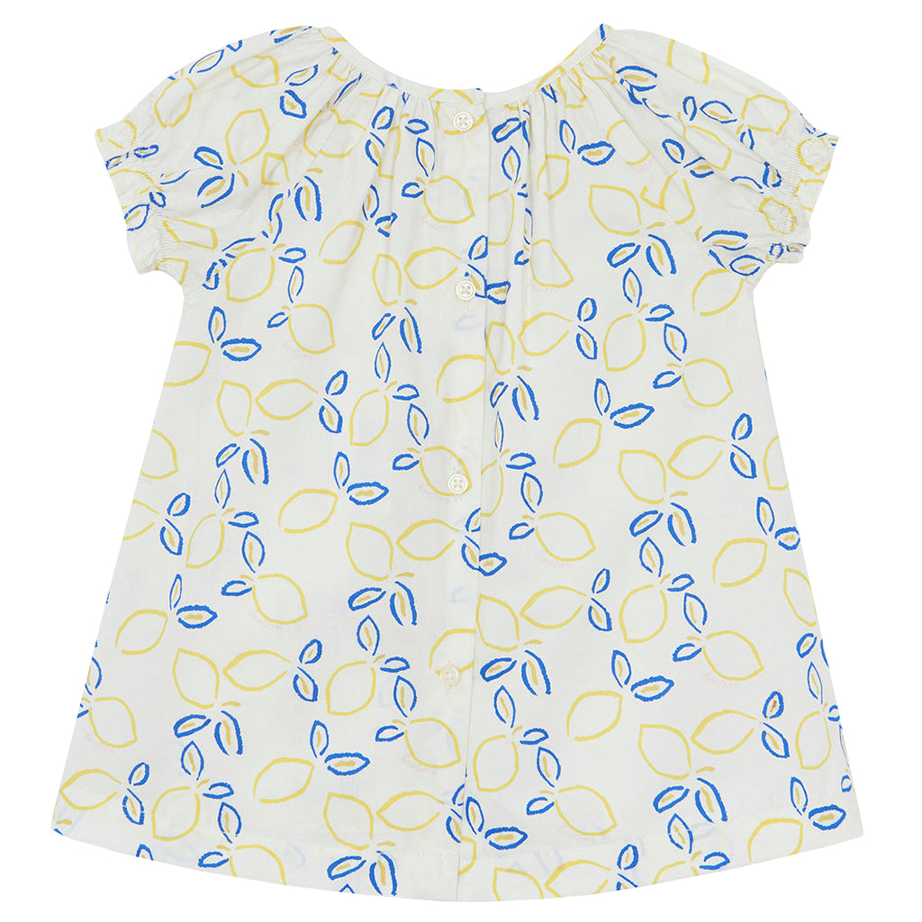 Bonton Baby Girl Colombe Dress Ecru White Lemon Print