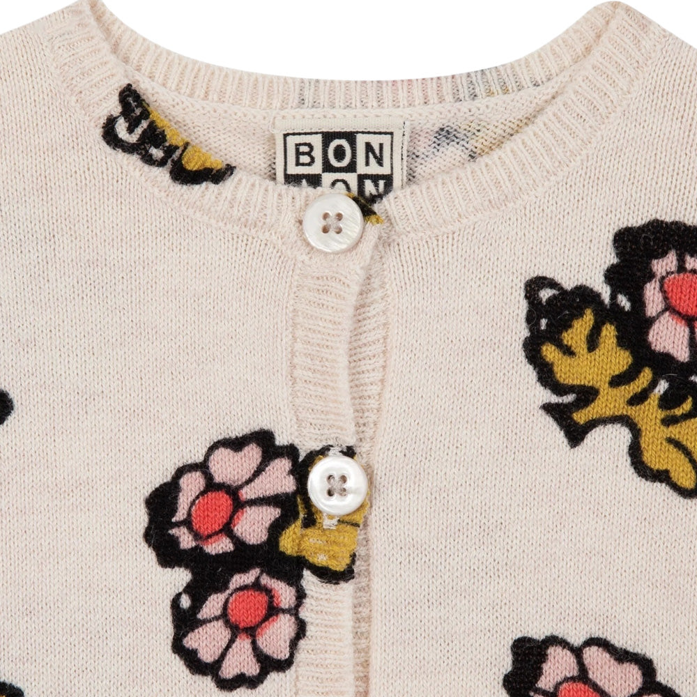 Bonton Baby Lilet Cardigan Sheep Cream Floral Print