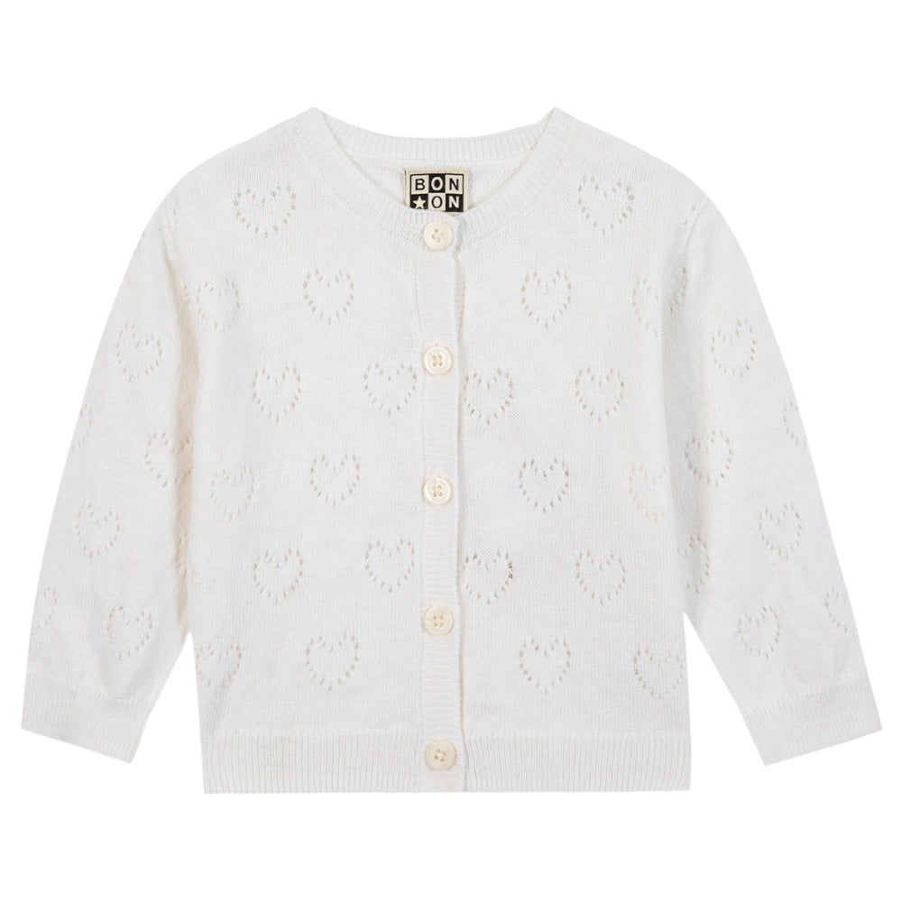Bonton Baby Lilet Heart Cardigan Ecru Cream