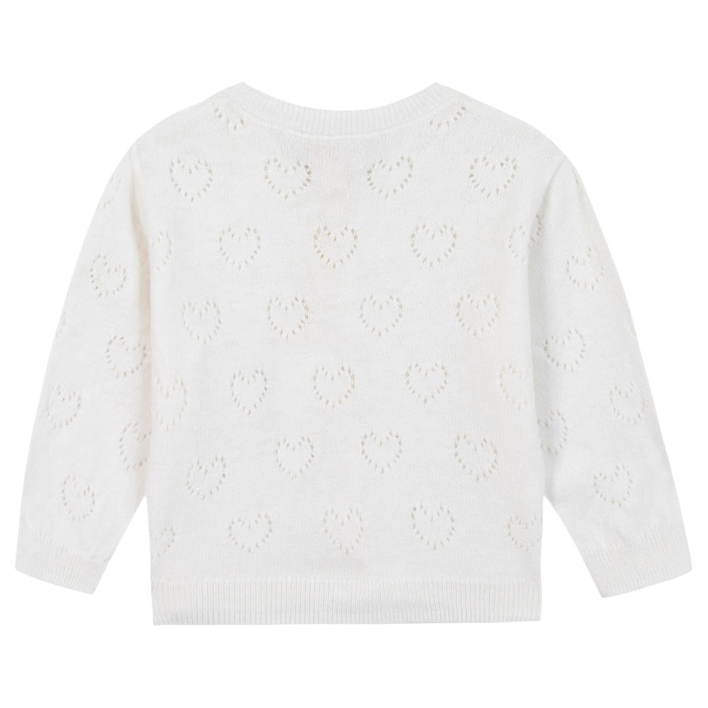 Bonton Baby Lilet Heart Cardigan Ecru Cream