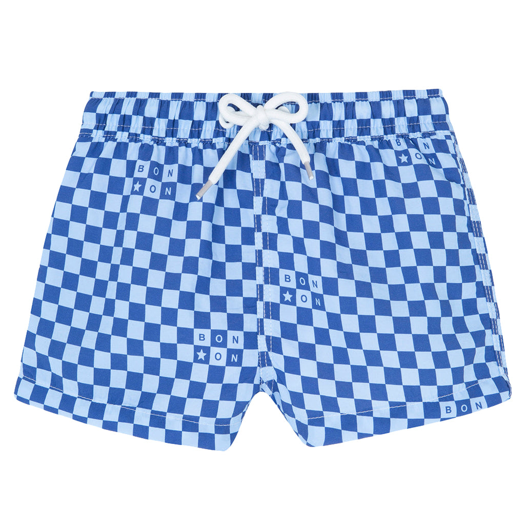 Bonton Baby Locean Swim Shorts Mediterranean Blue Checks