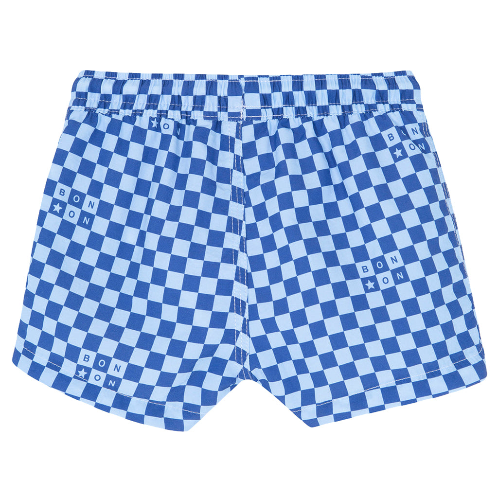 Bonton Baby Boy Locean Swim Shorts Mediterranean Blue Checks