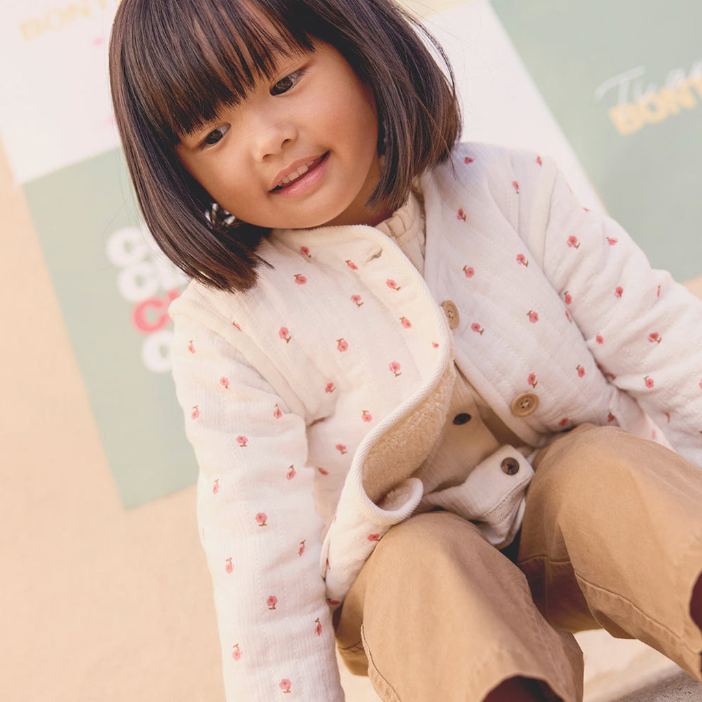 Bonton Baby Girl Louana Jacket Ecru Cream Floral