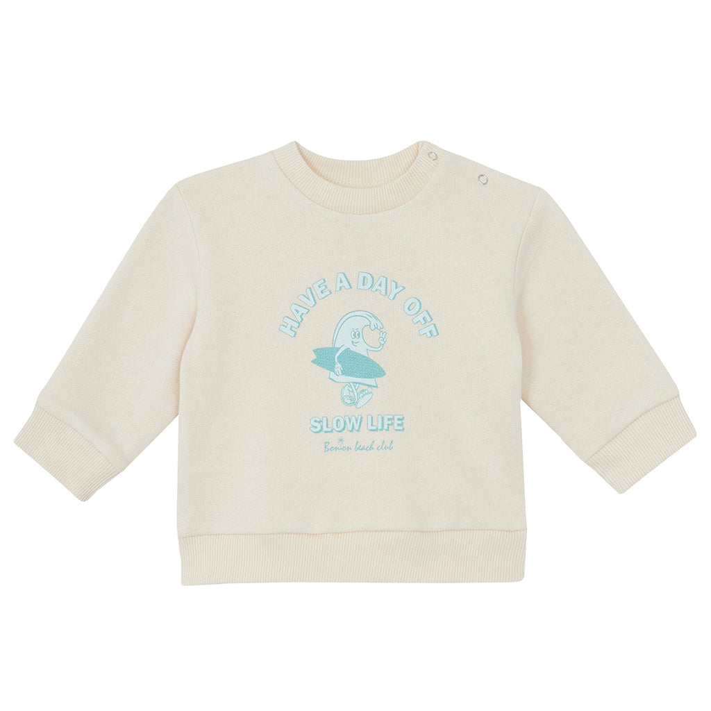 Bonton Baby Boy Smily Dayoff Sweatshirt Pannacotta Cream