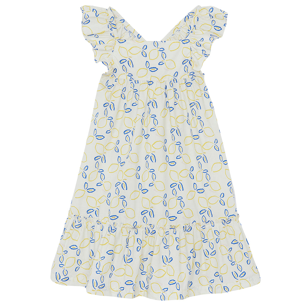 Bonton Child Celia Dress Ecru White Lemon Print