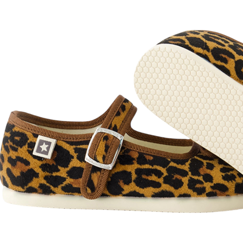 Bonton Child Jane Buckled Shoes Leopard Brown