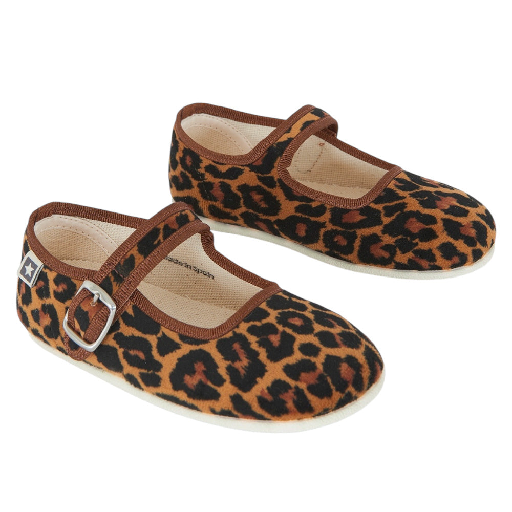 Bonton Child Jane Buckled Shoes Leopard Brown