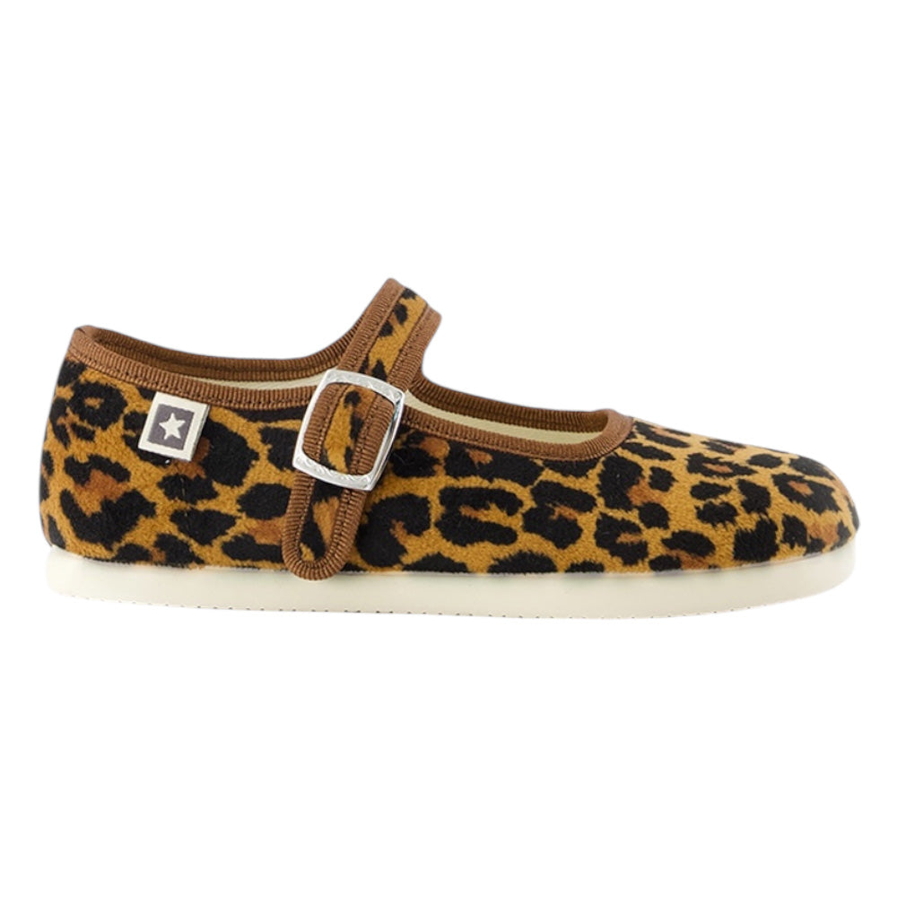 Bonton Child Jane Buckled Shoes Leopard Brown