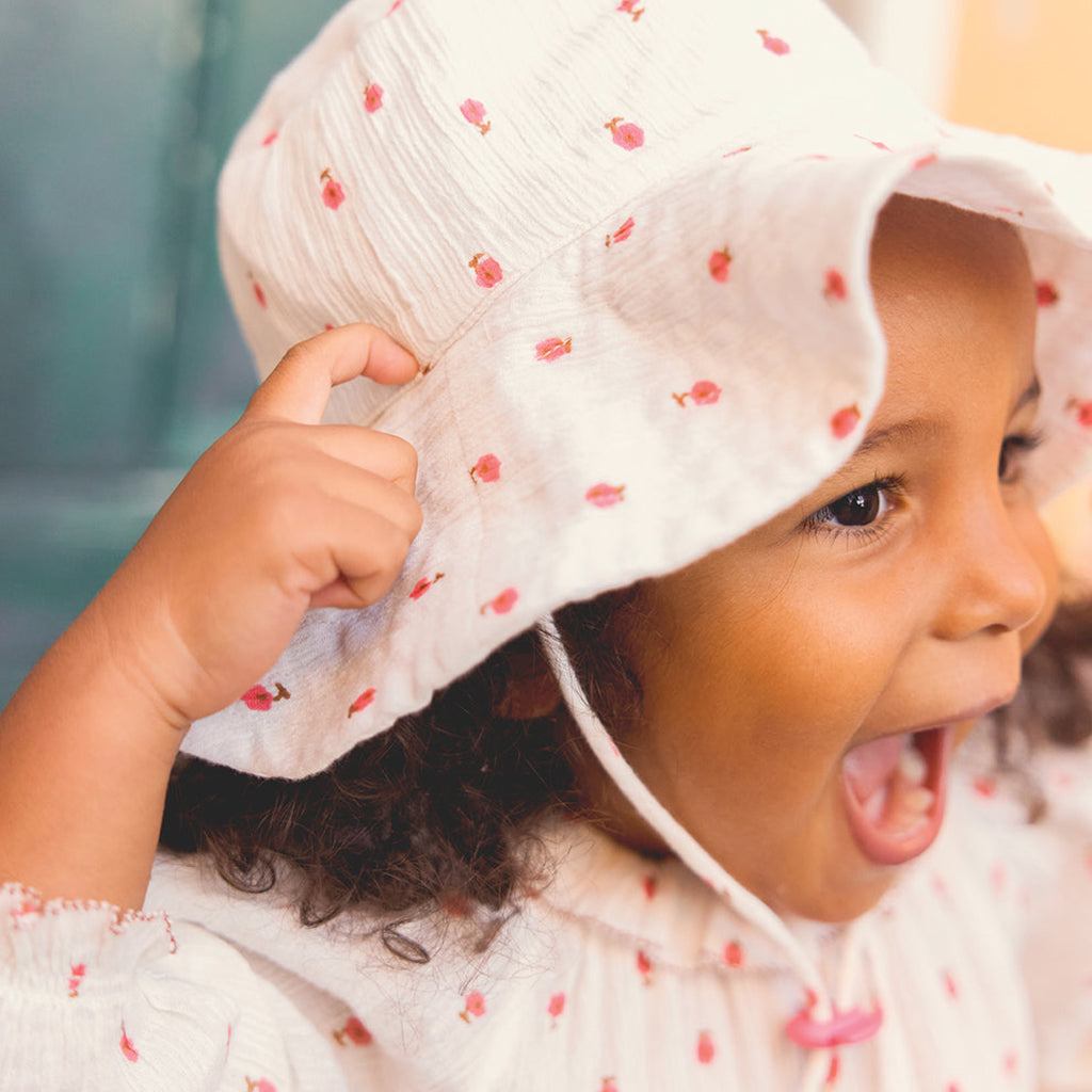 Bonton Child Girl Labobine Hat Ecru Cream Floral