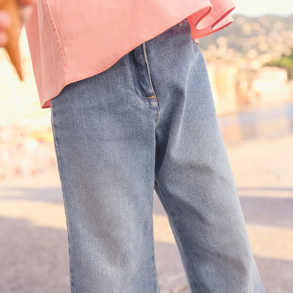 Bonton Child Girl Lasso Pants Denim Blue