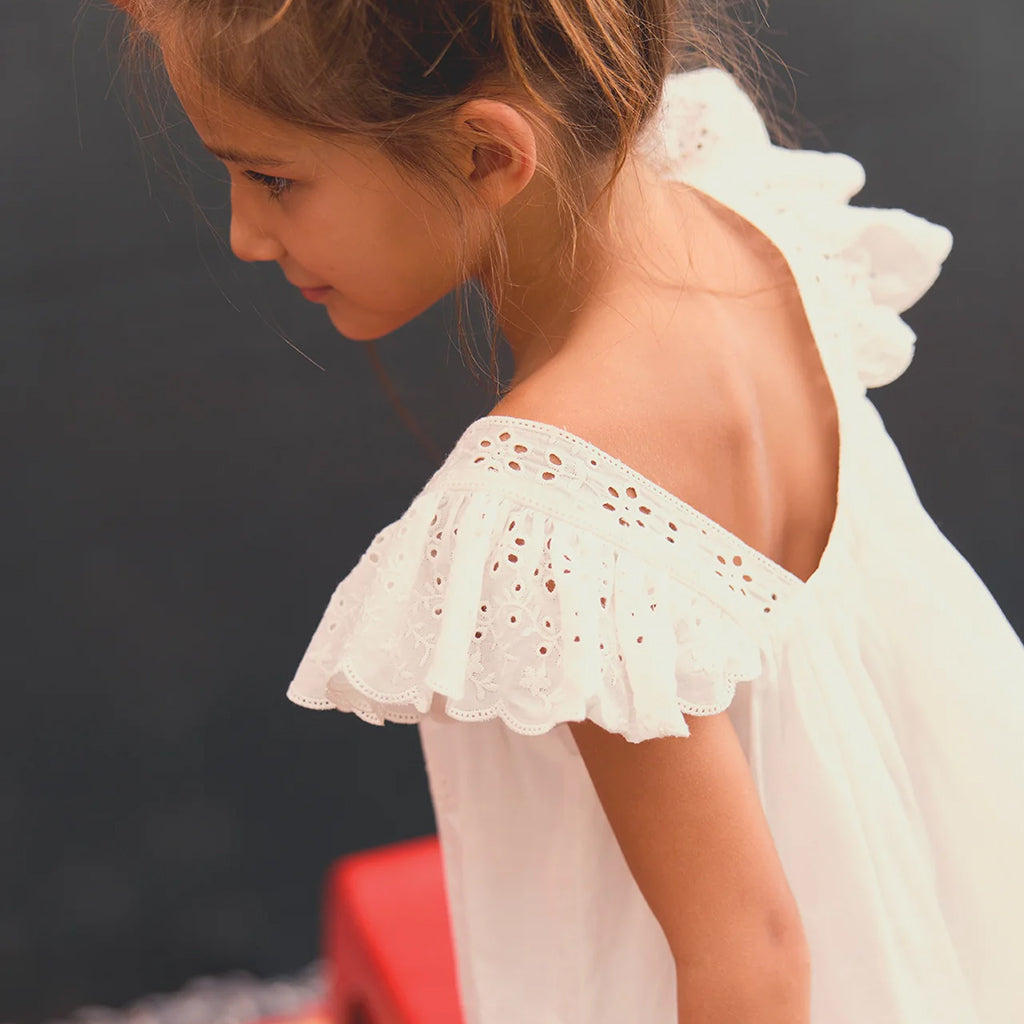Bonton Child Girl Laura Dress Ecru White