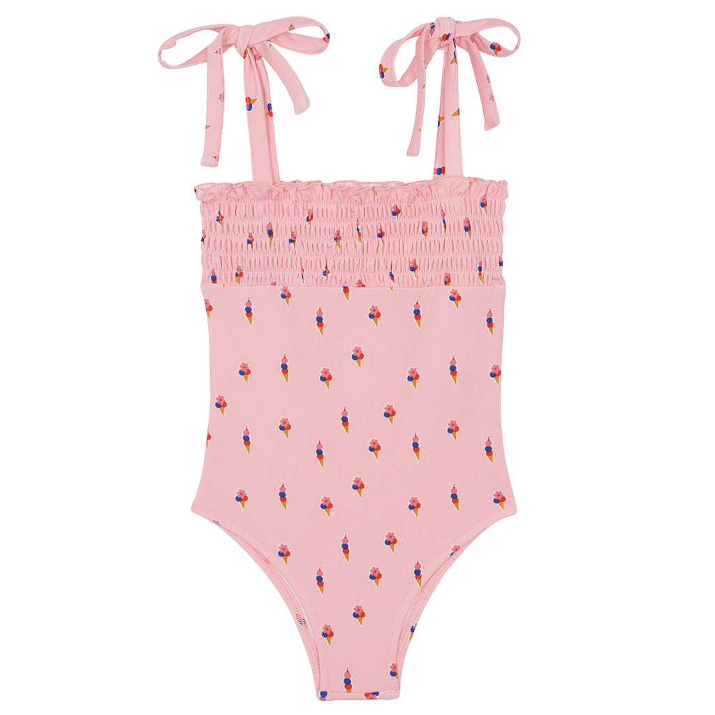 Bonton Child Girl Longboard Swimsuit Gelato Pink Print