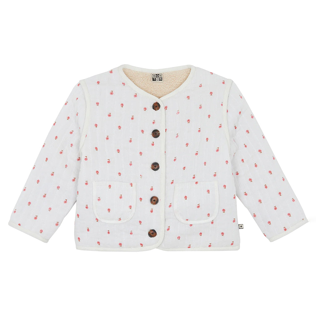 Bonton Child Girl Louane Jacket Ecru Cream Floral