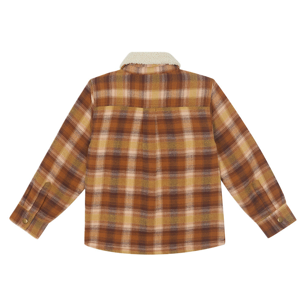 Bonton Child Monster Shirt Barn Brown Plaid