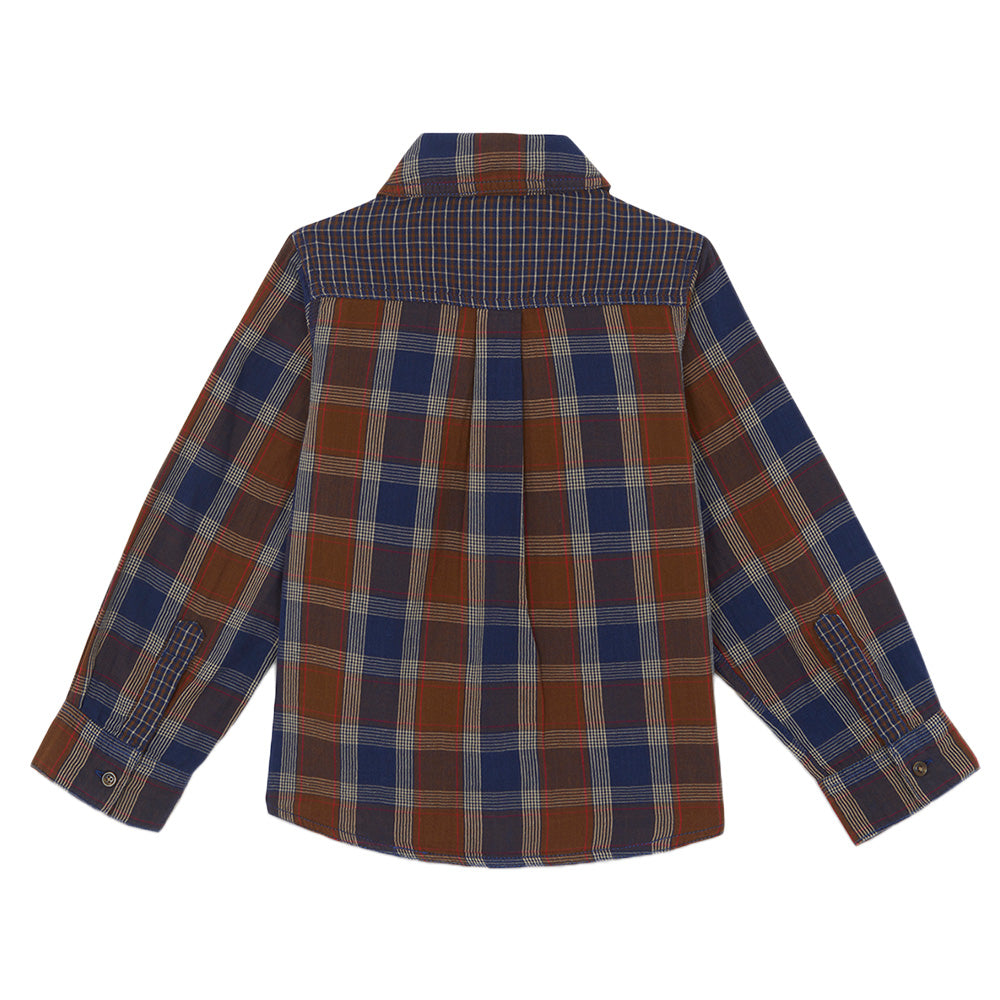 Bonton Child Paname Shirt Barn Blue Plaid