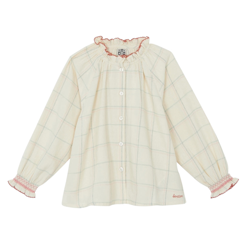 Bonton Child Reinette Blouse Sheep Cream Checks