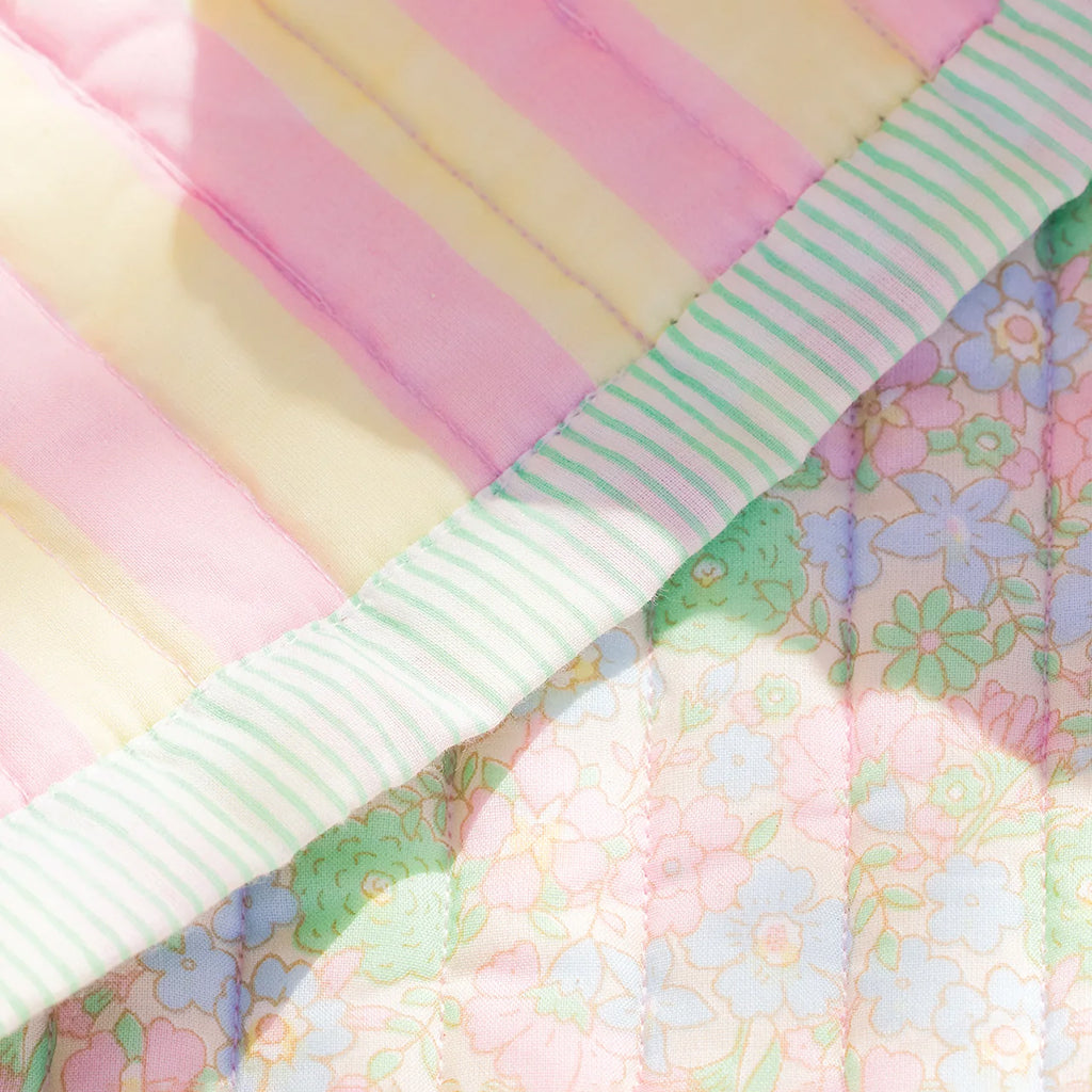 Bonton Plaid Girl Blanket Multicolour Vintage Floral